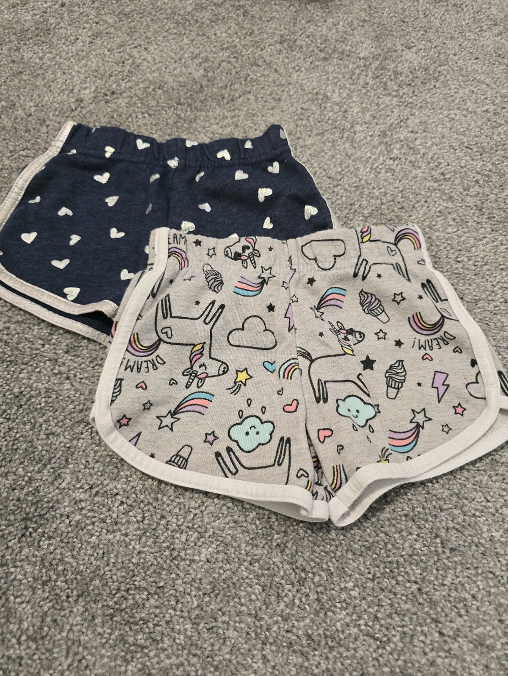 Girls Shorts Bundle Unicorn Hearts Blue Gray Size Toddler 2T